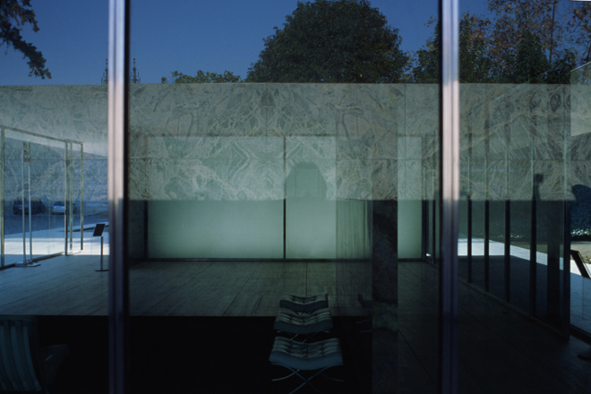 L. MIES VAN DER ROHE, BARCELONA: REFLECTIONS PLAYING WITH SHADOWS
