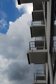 W. GROPIUS, DESSAU: BALCONIES OF PUPILS STUDIO-DORMITORY BUILDING