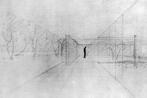  L. MIES VAN DER ROHE, SKETCH FOR HUBBE'S HOUSE, MAGDEMBURG, 1935