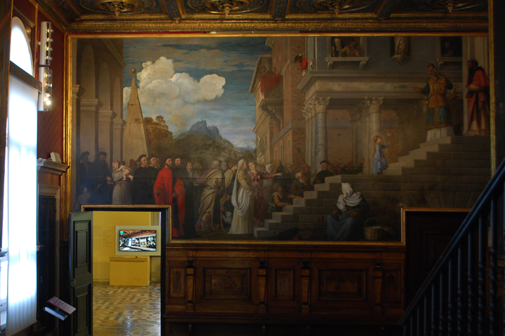 TIZIANO VECELLIO, PRESENTAZIONE DI MARIA AL TEMPIO (OIL ON CANSA 323X775)