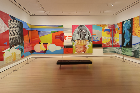 JAMES ROSENQUIST, F-111 1964-65 ( 23 SECTIONS,OIL ON CANAS WITH ALUMINIUM, 304,8X2621,3)