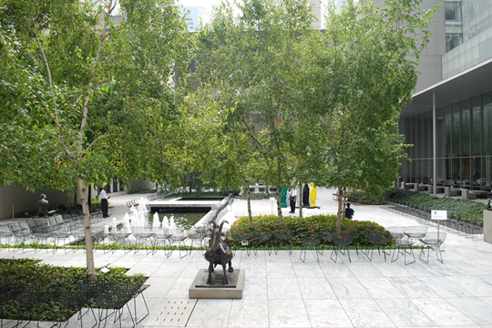 Y. TANIGUCHI, NEW YORK: “POOL AND TREES” (PABLO PICASSO, SHE-GOAT, 1950, BRONZE, 117.7 x 143.1 x 71.4)