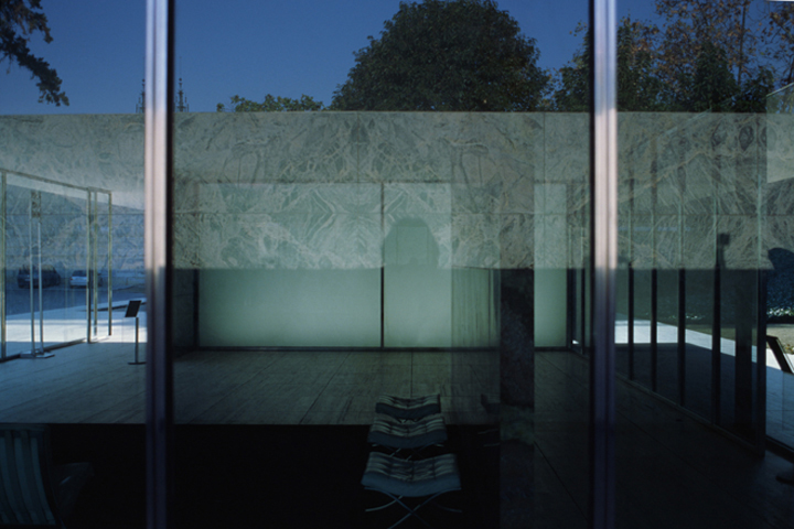 L. MIES VAN DER ROHE, BARCELONA: REFLECTIONS PLAYING WITH SHADOWS
